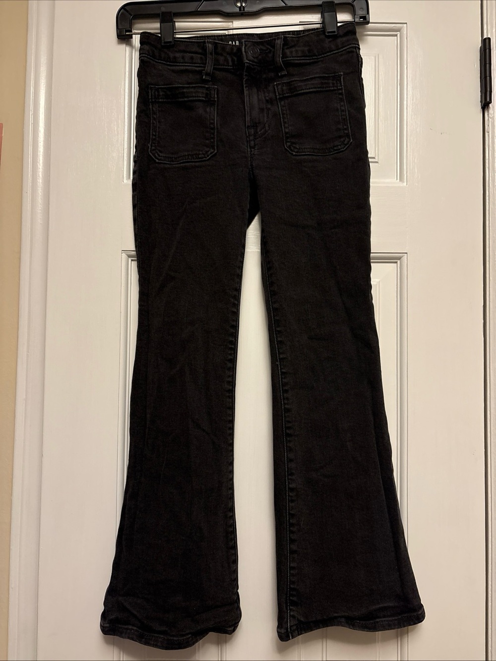 GAP Girls Black Flare Jeans with Front Patch Pockets, size 8